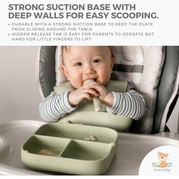 Teemi baby Silicone Divided Suction Plate | BPA-Free Non-Slip Design (Blush) - Picture 5 of 6